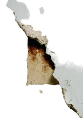 Cracked, peeling paint reveals underlying layer