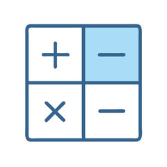 Obraz premium Blue mathematical operations icon on black background for design