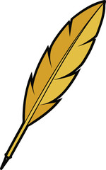 Obraz premium Golden eagle feather quill vector illustration for writing and design projects transparent background