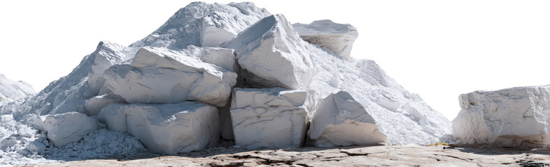 A large pile of white rocks or aggregate