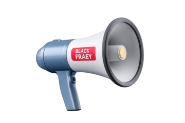 Megaphone with black friday label isolated on transparent background