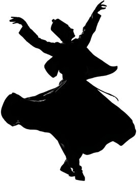 silhouette whirling dervish in black clip art preview