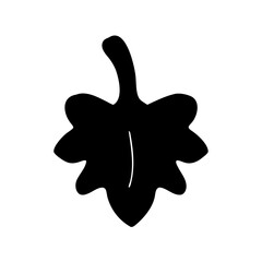 Silhouette of an Autumn Leaf with Six Lobes and a Stem