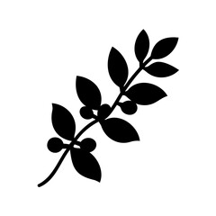 Elegant botanical illustration of a leafy branch with berries in silhouette design