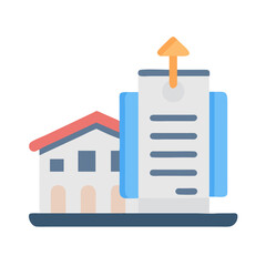 Real estate contract agreement with upward arrow concept illustration