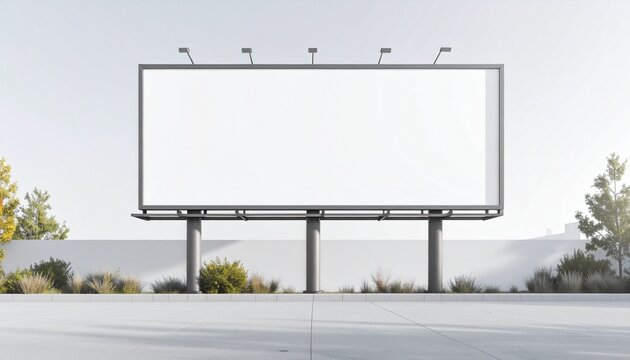 Blank billboard outdoors against bright sky advertising space marketing opportunity