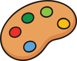 Fototapeta premium Wooden artist paint palette with vibrant colors digital illustration vector graphic transparent background