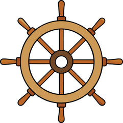 Wooden sailing ship wheel vector graphic nautical maritime transportation icon eps transparent background