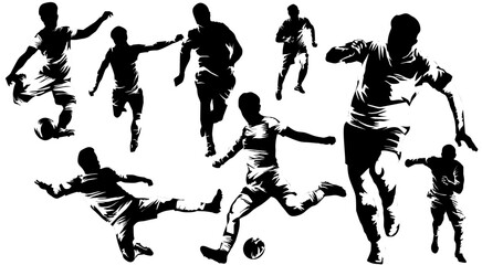 soccer players silhouettes football action sport
