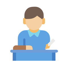 Illustration of a student writing at a desk