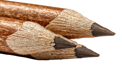 Close-up of two pencils, highlighting wood grain and graphite