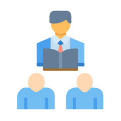 Obraz premium Teacher Lecturing to Students in a Flat Graphic Style