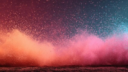 Abstract explosion of vibrant colored particles against a dark background