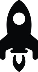 Rocket ship launch icon vector illustration symbol of startup business and space exploration concept