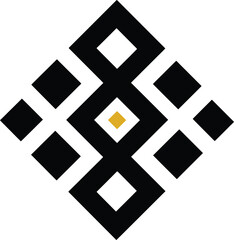 Geometric diamond logo design black and white with gold center abstract pattern for branding and identity