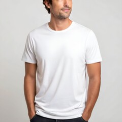 Casual Cotton Tee Template on Man