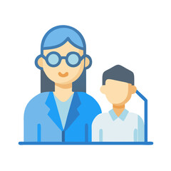 Flat design illustration of a teacher with a student
