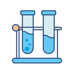 Two test tubes filled with liquid in a rack