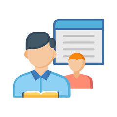 Online learning platform with student and teacher icons