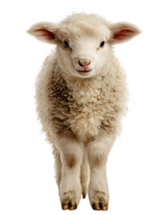 Obraz premium Adorable lamb looking directly at you with soft, fluffy wool, innocence, and a heartwarming charm, perfect for designs