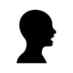 Silhouette of a person yelling or speaking loudly with mouth open