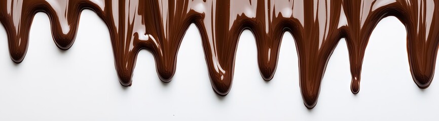 Nutella and chocolate dripping on white background, close-up of creamy spread