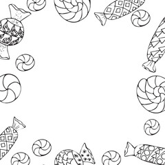 Candy Frame Doodle Illustration with Sweets in Hand Drawn Style