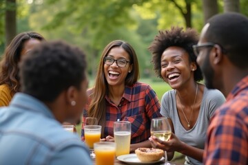 Fototapeta premium Happy Friendship: African-American Group Having Fun in the Park