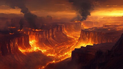 Lava River Flowing Through Canyon