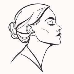 Minimalist Female Face Line Art