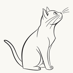 Minimalist Cat Line Art