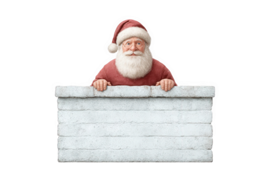 Santa claus holding a blank sign isolated on transparent background