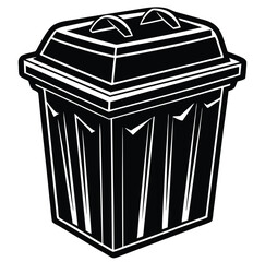 Recycling bin vector isolated on white with a trash can icon and a dustbin symbol illustration