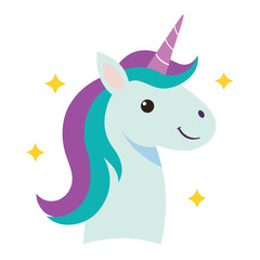 Smiling Unicorn Vector with Stars in the Mane