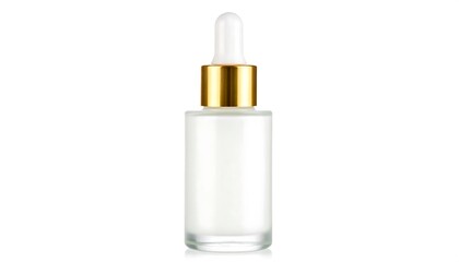 Naklejka premium White cosmetic bottle with gold dropper