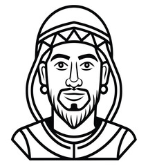A black and white sketch of an angry zombie man's face in a hat, drawn in a comic book style