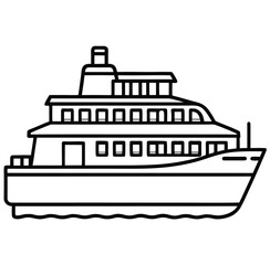 Obraz premium Vector illustration of a cruise ship sailing the blue ocean