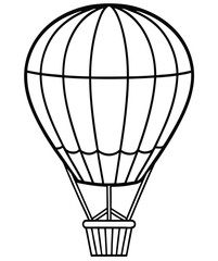 Fototapeta premium An iconic hot air balloon vector illustration with a colorful aerostat and basket floats high in the sky, perfect for a fun travel adventure
