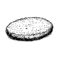 Vintage sketch of a cutlet on a textured surface  