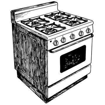 black and white stove appliance clip art preview