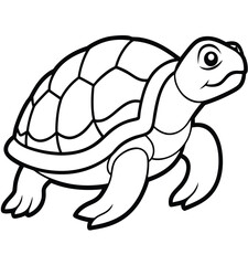 Turtle vector illustration isolated cute animal with shell in green and brown colors