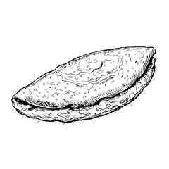 Vintage sketch of a delicious homemade omelette  