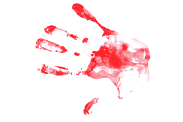bloody handprint, gore isolated on white	