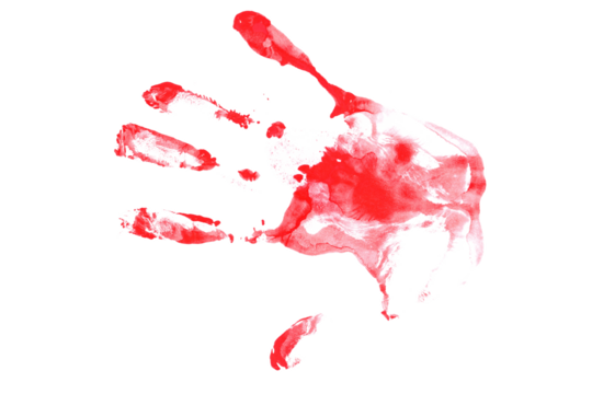 bloody handprint, gore isolated on white	