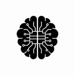 creative details AI brain chip icon Vector Illustration