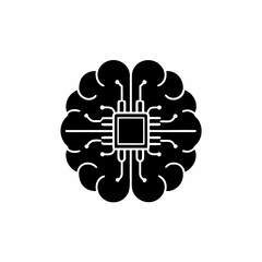 creative details AI brain chip icon Vector Illustration