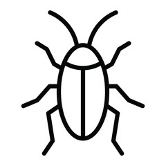 Cockroach vector icon. Black outline insect symbol for pest control, hygiene, and extermination design.