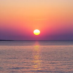 Vibrant sunset over tranquil ocean