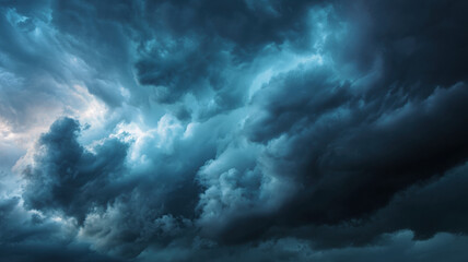Dramatic Dark Storm Clouds Covering Sky Creating Moody Atmospheric Weather Scene Before Thunder