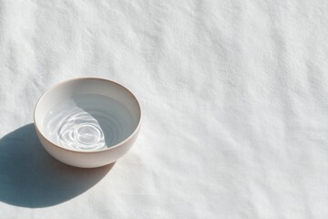 Minimalist bowl rests on textured surface, showcasing gentle sha